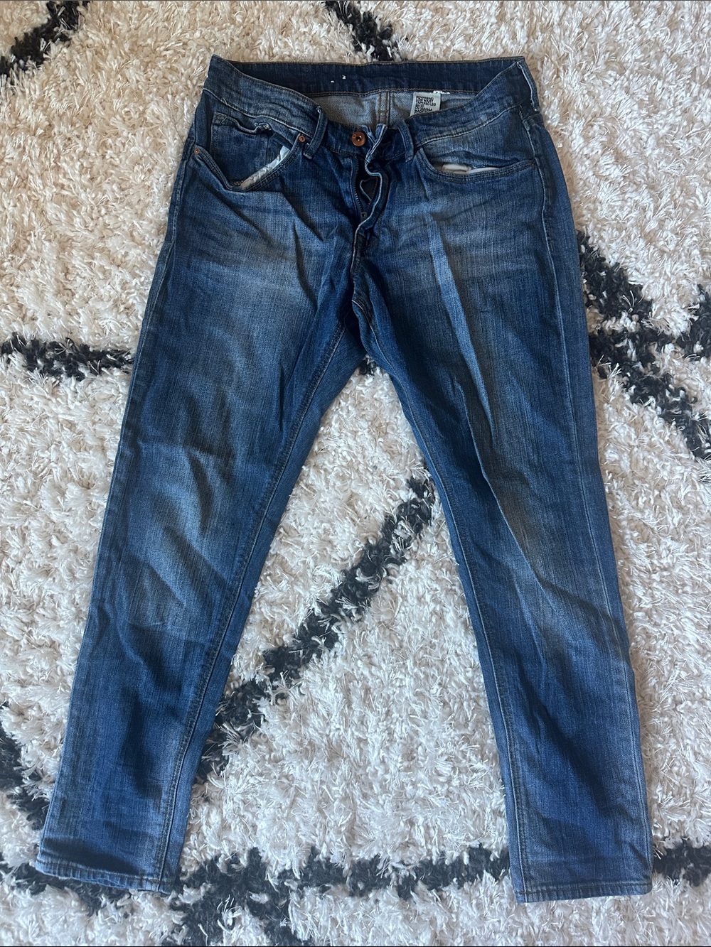 H&M Boyfriend Low Waist Tapered Leg Dark Blue Denim Jeans